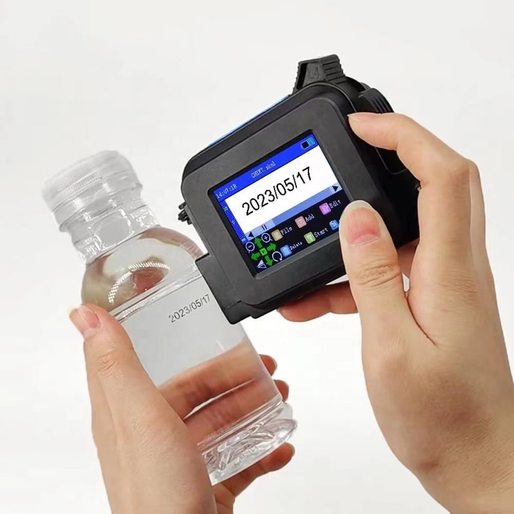 Mini handy easy operation manual glass bottles label mfg exp inkjet date printer