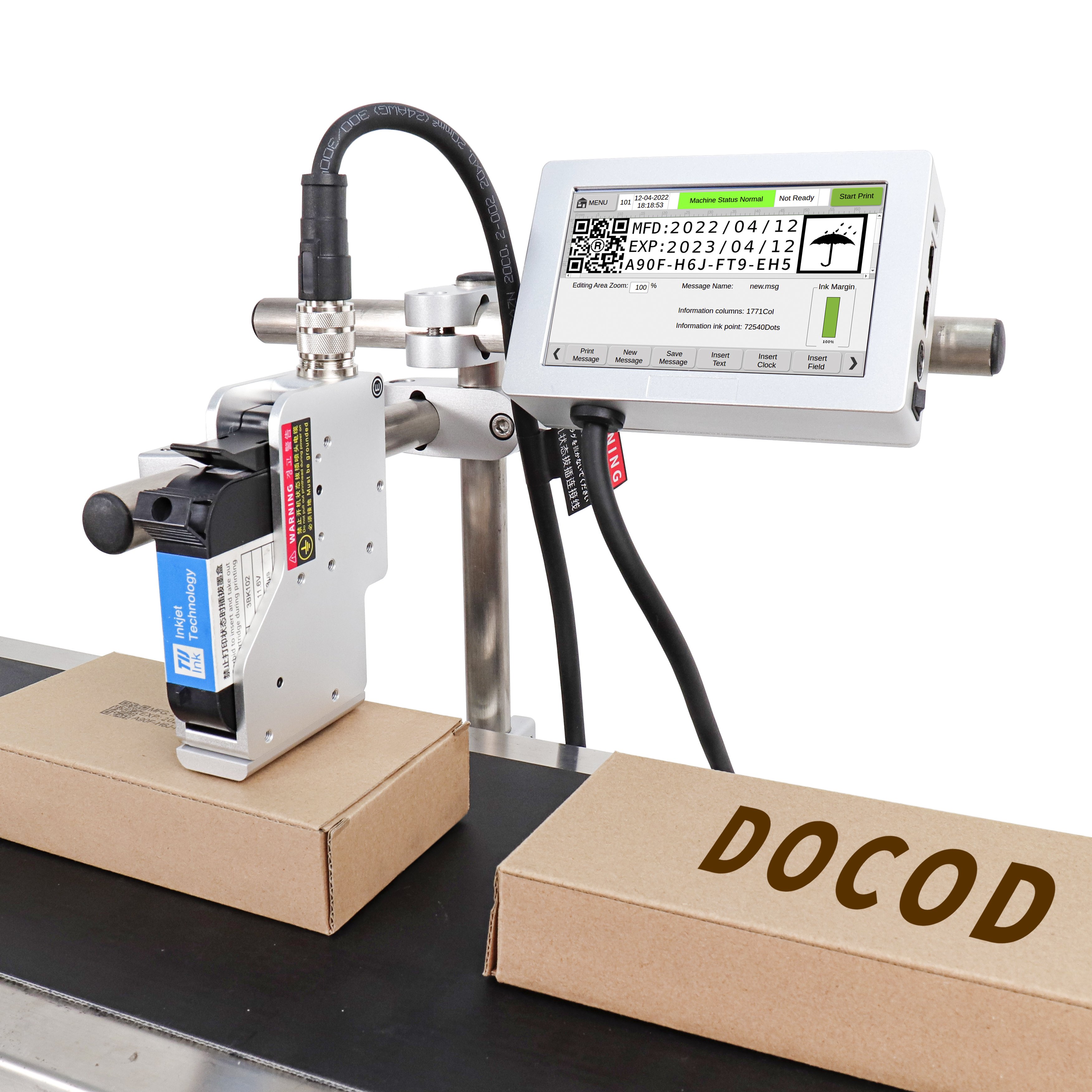 Top-Selling DOCOD T180E Online Thermal Inkjet Printer Encrypted Version TIJ Printing Coding Machines With 1 Print Head
