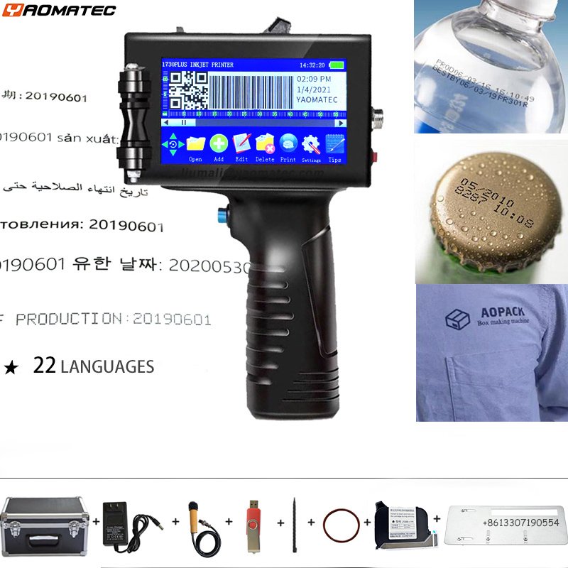 YAOMATEC Great Quality 12.7MM 28 Languages QR Bar Code Date Number Logo Portable Handheld Online Inkjet Printer