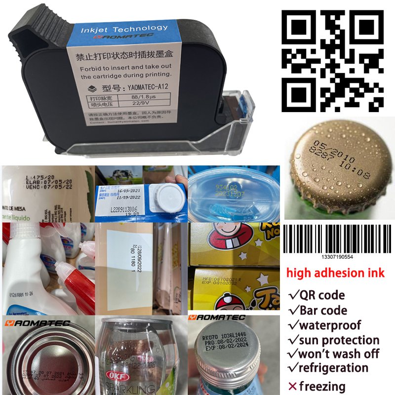 YAOMATEC Great Quality 12.7MM 28 Languages QR Bar Code Date Number Logo Portable Handheld Online Inkjet Printer