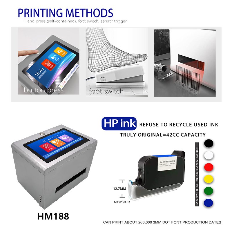 China manufacturer 7 inch tabletop bill expiry date stamp coding printer inkjet machine