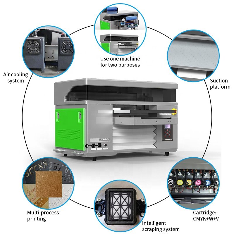 Desktop A3 A2 A1UV printer AB film sticker varnish UV inkjet printer metal card gold foil XP600UV flatbed printer