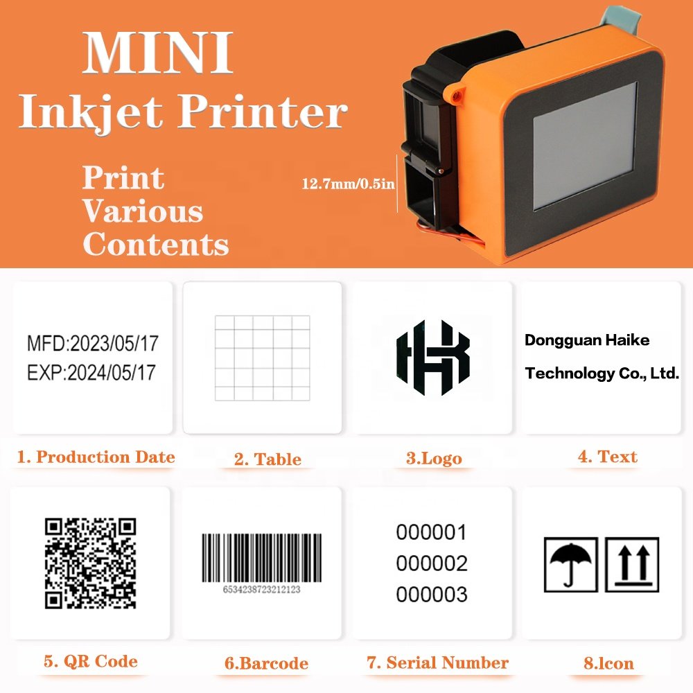 Mini hand jet printer ink cartridge portable handheld inkjet printer expiry date batch coding machine for bottle plastic bag