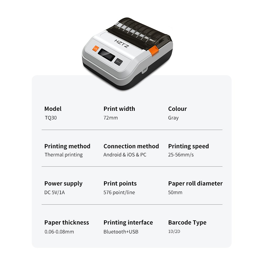 Portable Label Printer Mini 80mm Sticker Printer Mobile Receipt Bluetooth Shipping 3inch Thermal Barcode Printer