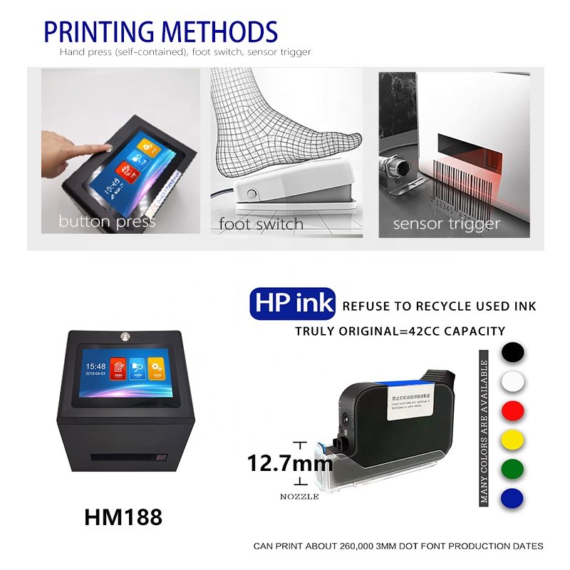 12.7 mm Automatic HP Flatbed Ink Coding Machine Small Bottle Cosmetic Bottle Expiry Expiration Date Tij 2.5 Ink Jet Printer