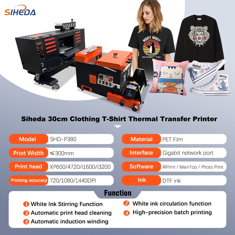 Siheda 30cm DTF Printer T-shirt Printer Machine A3 Inkjet Printers DTF Textile Fabric Tshirt Printing Machine