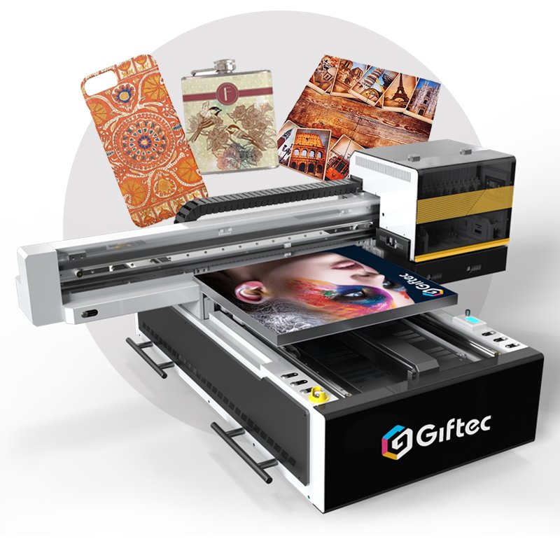 UV Giftec Factory Price 6090 6050 UV Flatbed Digital Inkjet DTF Printer for Cards Phone Cases A3 A1 Wood Items Printing Provided