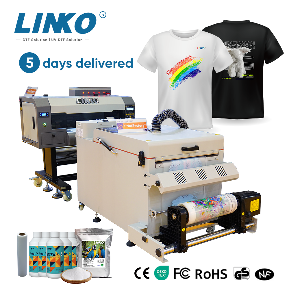LINKO Automatic A3 Desktop Roll DTF Printer 2024 Dual i1600 Print Head Cotton T-shirt DTF Printer Printing Machine