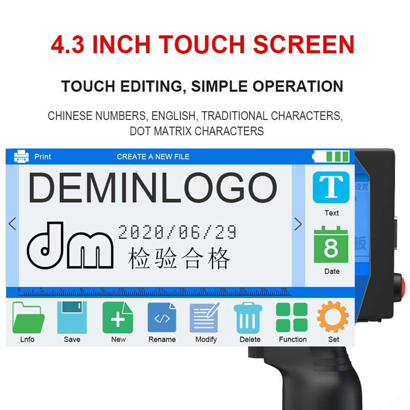 Demin T50 Large size handheld Inkjet Printer for Box Carton Packaging 5cm Logo number Coding Machines 50mm printer machine