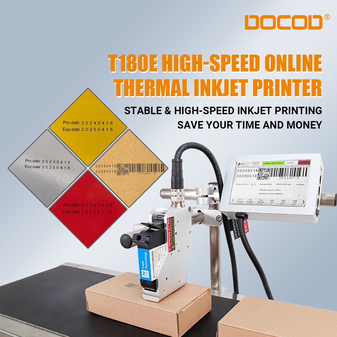 wholesale CODPAD 12.7mm TIJ online industrial inkjet printer OEM/ODM T180E expiry date printing machine for code batch number