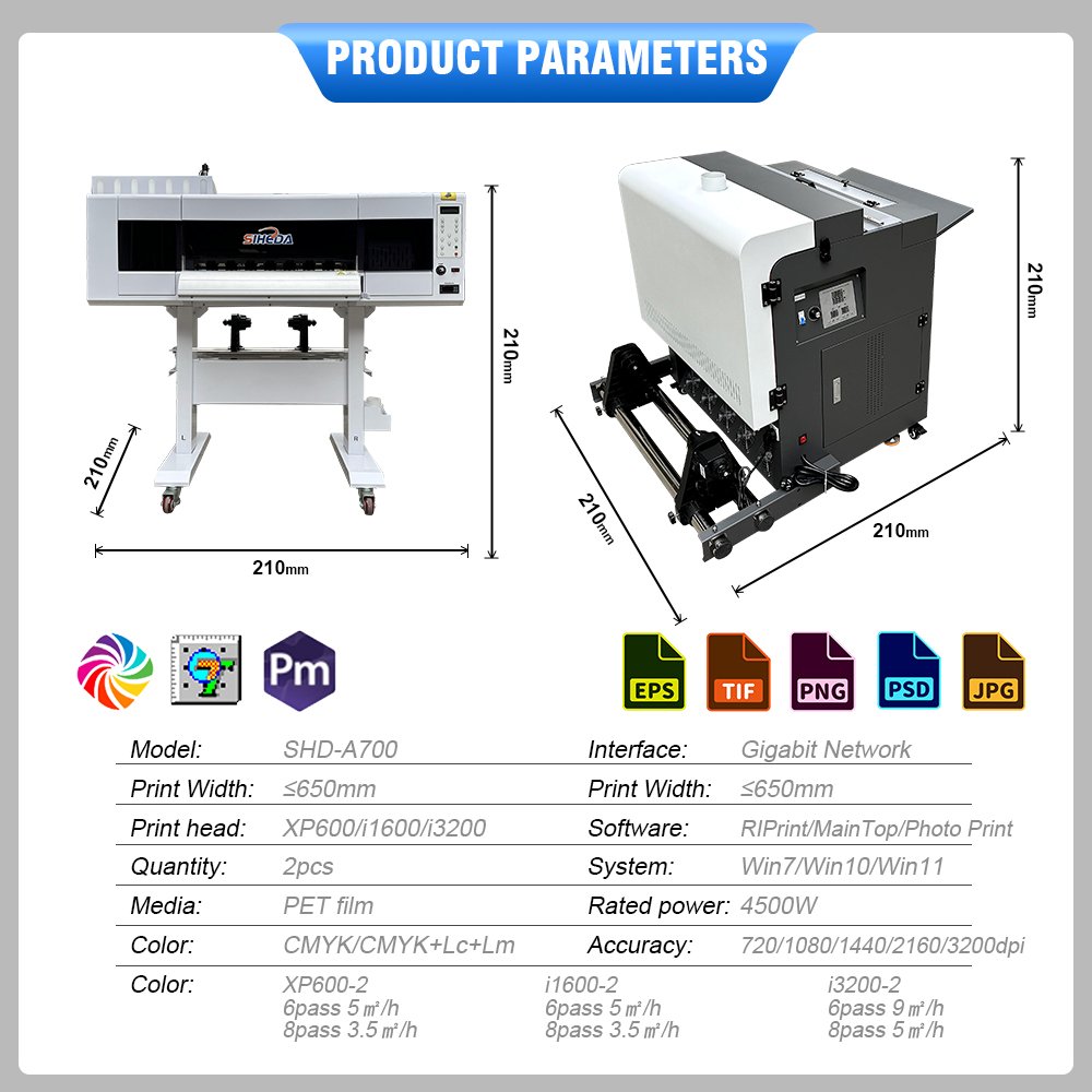 Siheda 24 inches 60cm dtf printer tshirt heat transfer film pigment ink inkjet roll to roll dtf printer kit i3200 dtf printer