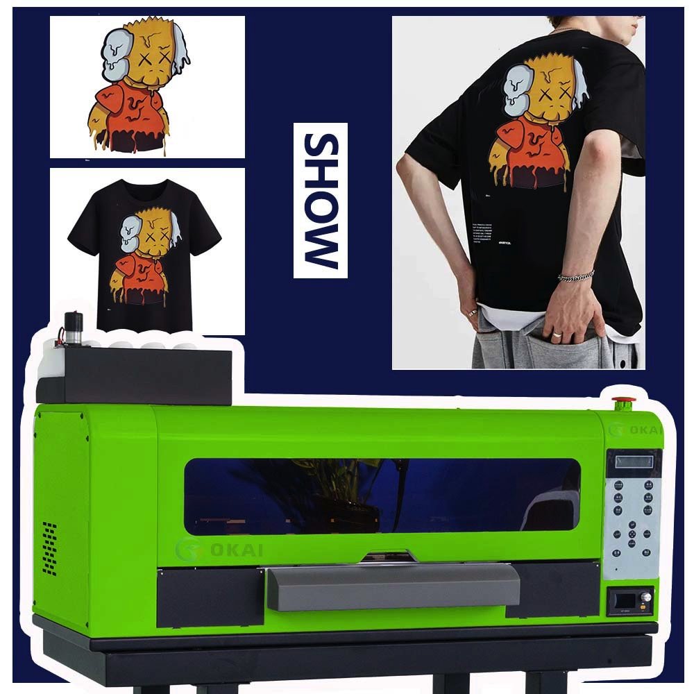 Okai A3 Dtf Pet Film Digital Low Cost Printer 2 Head Printing T-Shirt Machine For Canvas Bag