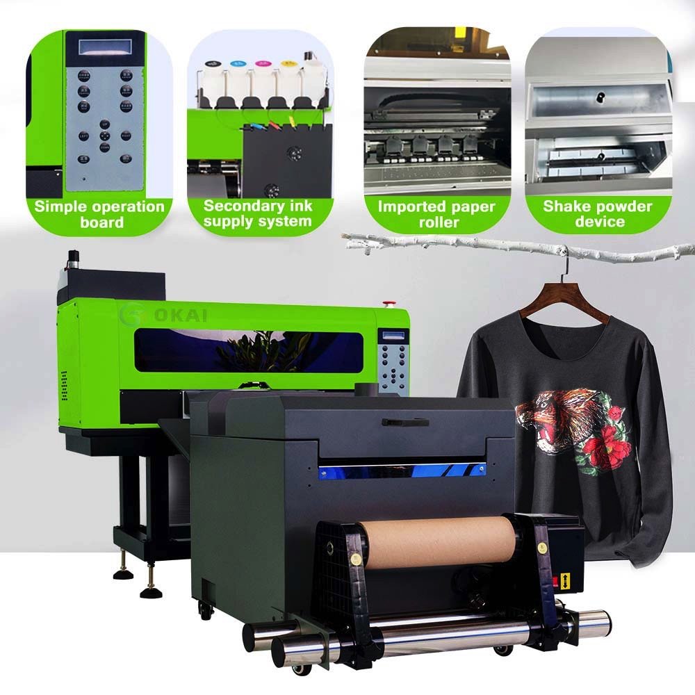 Okai A3 Dtf Pet Film Digital Low Cost Printer 2 Head Printing T-Shirt Machine For Canvas Bag
