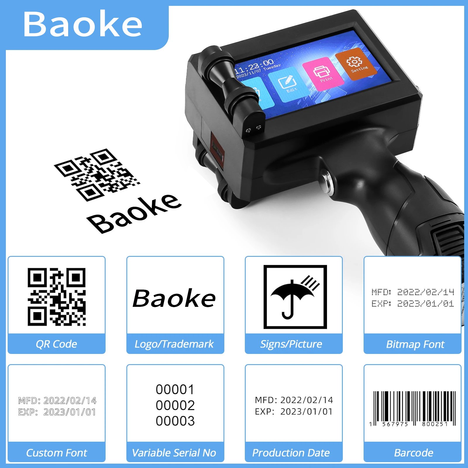 12.7mm printing height QR code batch number printing machine TIJ inkjet printer for best H6