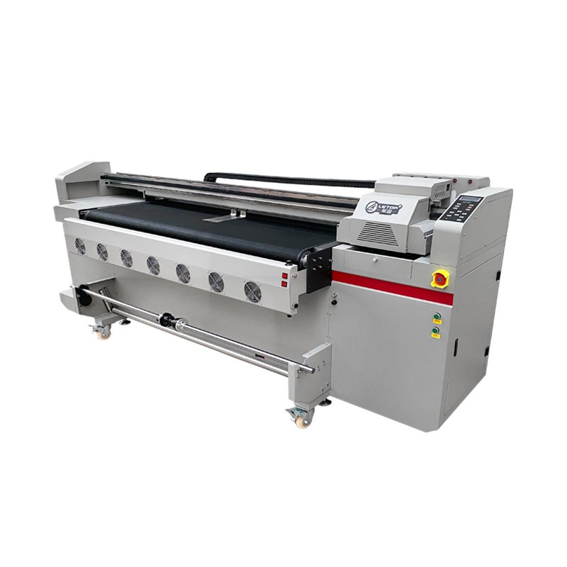 China Industrial Digital Direct Inkjet 1.8m DX5 DX7 XP600 I3200 Printhead inkjet uv hybrid printer