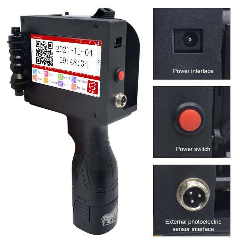 Mini Portable Hand jet Inject Expire Date Printing Machine Inkjet Printer For Cosmetic Plastic Glass Bottles