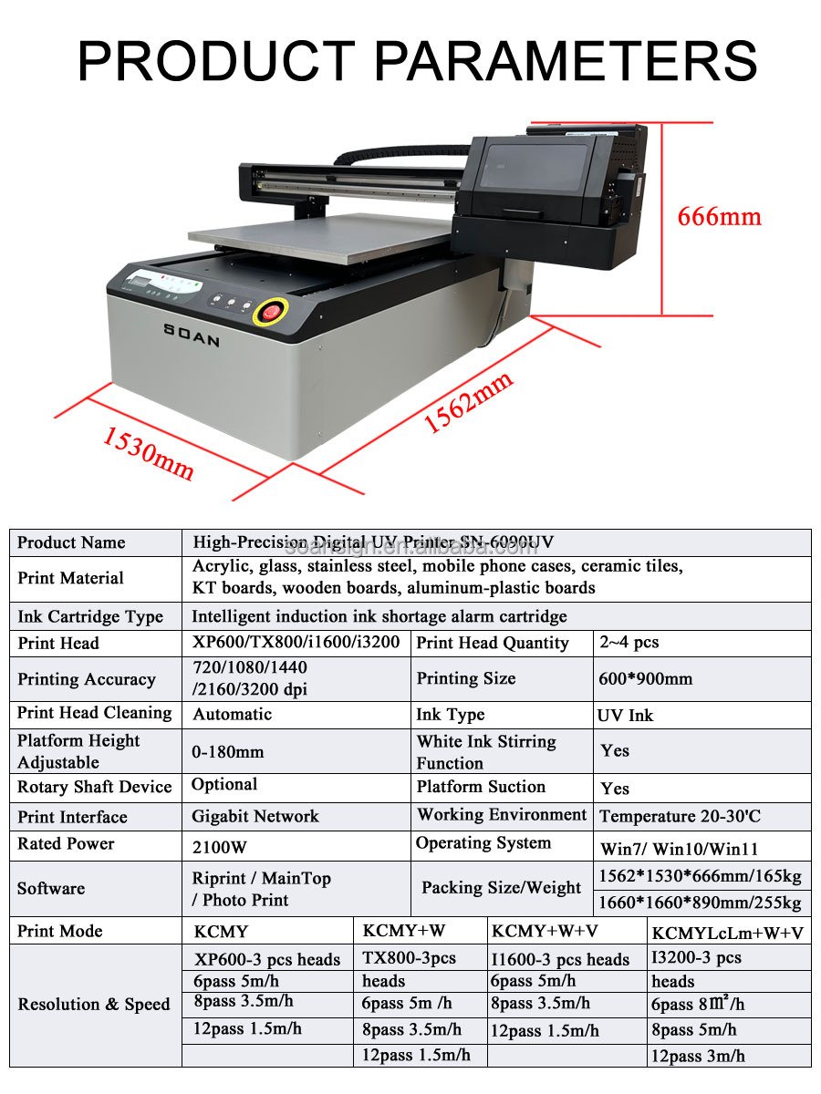 Soan Inkjet Printers UV 60x90 Printer Flatbed & Bottle UV Printer Printing Machine for Wood Acrylic Phone Case Stickers