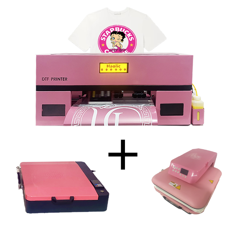 American Warehouse A3 DTF Printer XP600 13Inch Clothes Printing Machine for T-shirt Small Business Ideas pink dtf printer