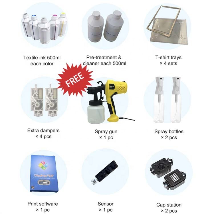 Self Maintenance Automatic DTG Printer XP600 Dual Heads Direct to Garment T Shirt Laser Printer for Cloth A1/A2 Size