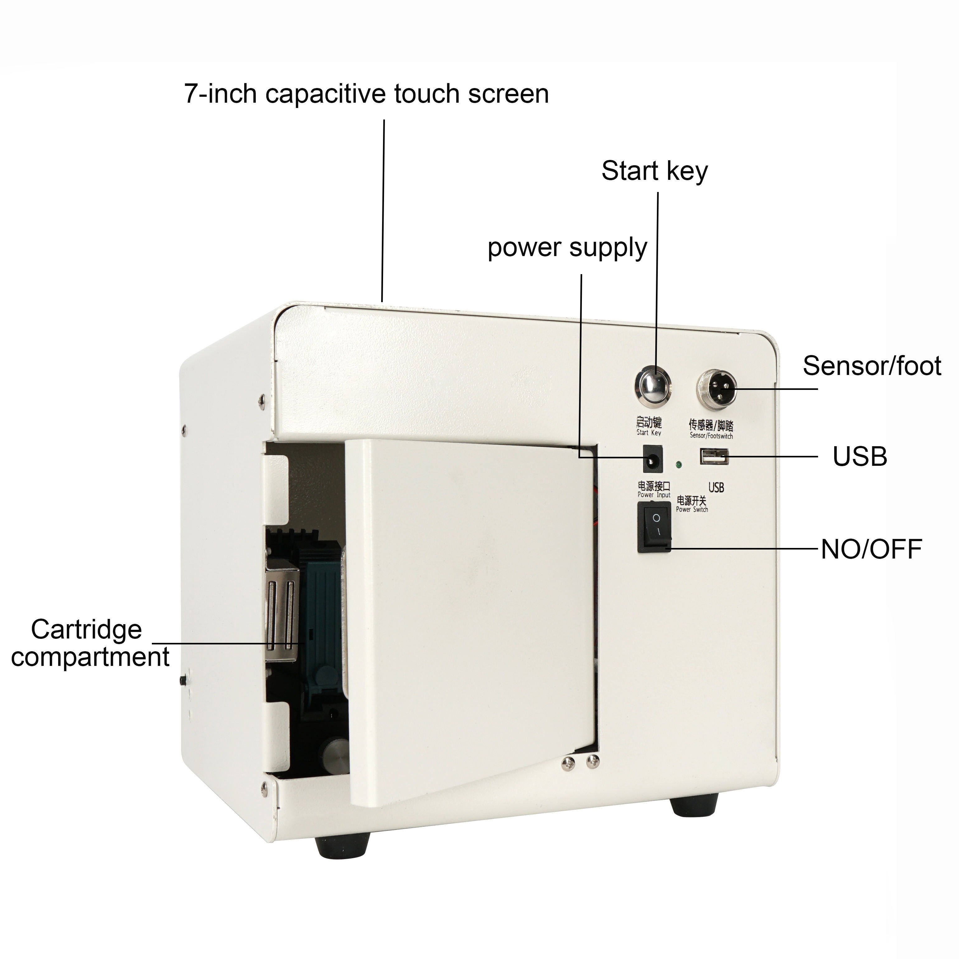 Static Intelligent Automatic Inkjet Printer 7'' Color Touch Screen 600DPI Intelligent USB QR Code Production Date Label Printer