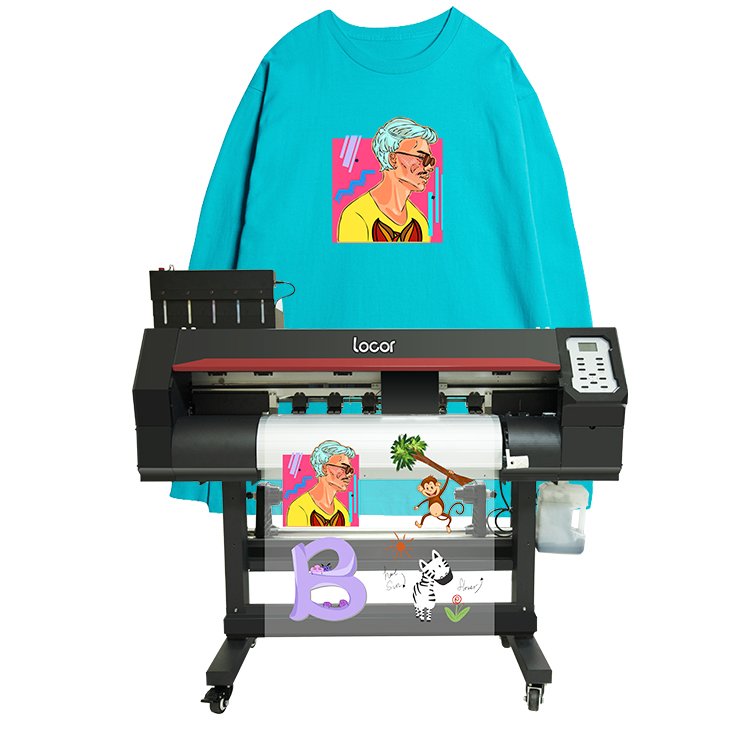 L DTF LOCOR 60cm no cut white ink heat transfer PET film T-shirt printer with shake powder machine garment shop machine