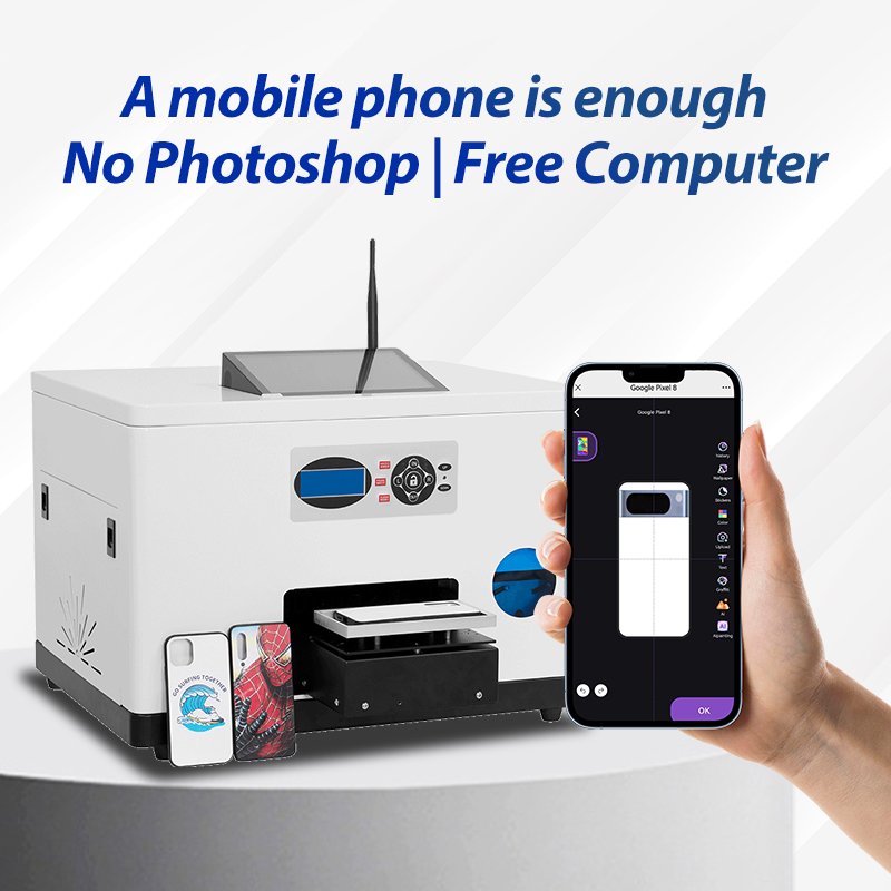 Easy To Operate Phone Case Printer Support QR Code Scanning AI Drawing Function For 3C Shop