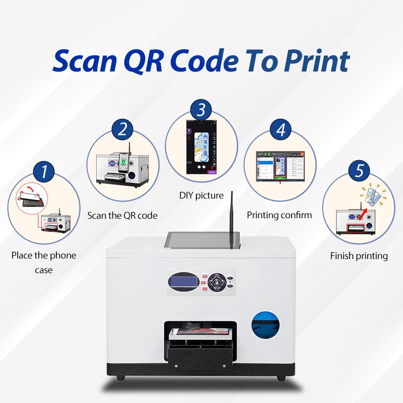 Easy To Operate Phone Case Printer Support QR Code Scanning AI Drawing Function For 3C Shop