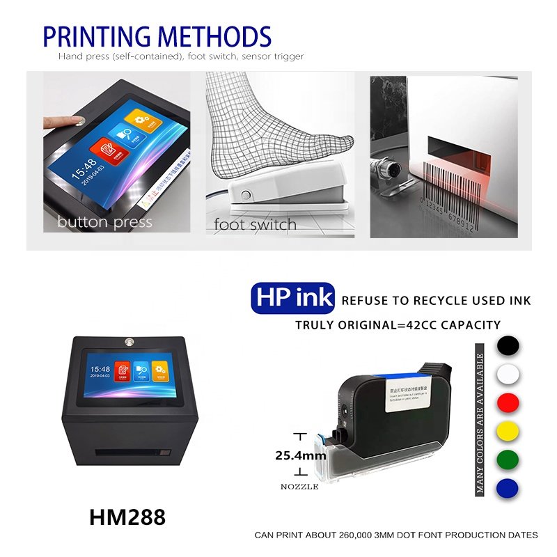AOKDI HM 288 large character portable Printer Expiry Date QR unique Code Plastic Packaging TIJ inkjet printer Printing Machine
