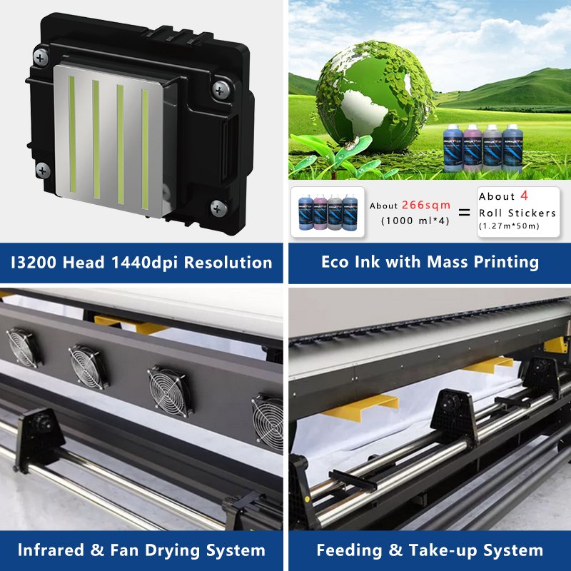 high resolution printing KINGJET KJ-1802E eco solvent PP sticker inkjet printer