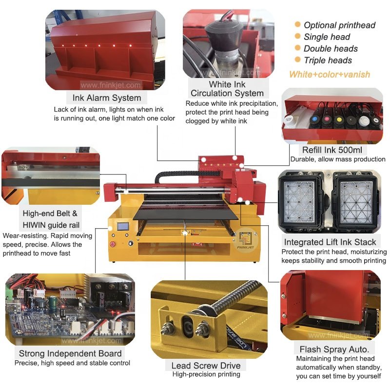 Hot Selling Large Format Printer A1 UV Flatbed Printer 6090pro Rich & Bright for Plastic Wood Glass Metal Ceramic Leather TPU
