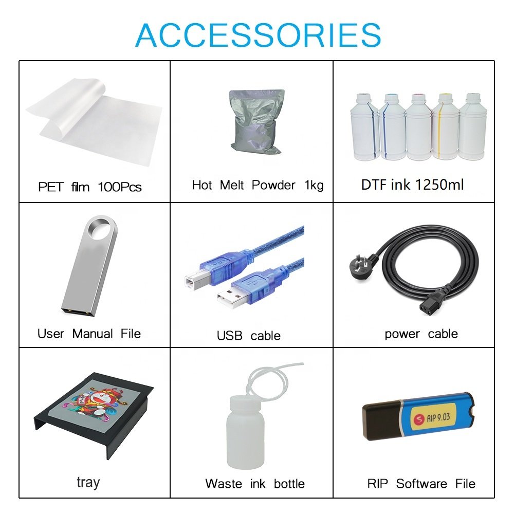 Free AcroRIP Software A3 DTF Printer Printing Machine T shirt Printing Machine DTF Printer With Desktop Heater