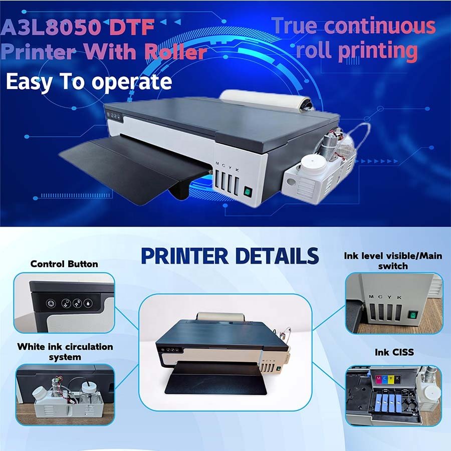 A3 DTF Printer Direct to Pet Film Garment Printer XP600 Inkjet Printer for Tshirt Shoes Jeans