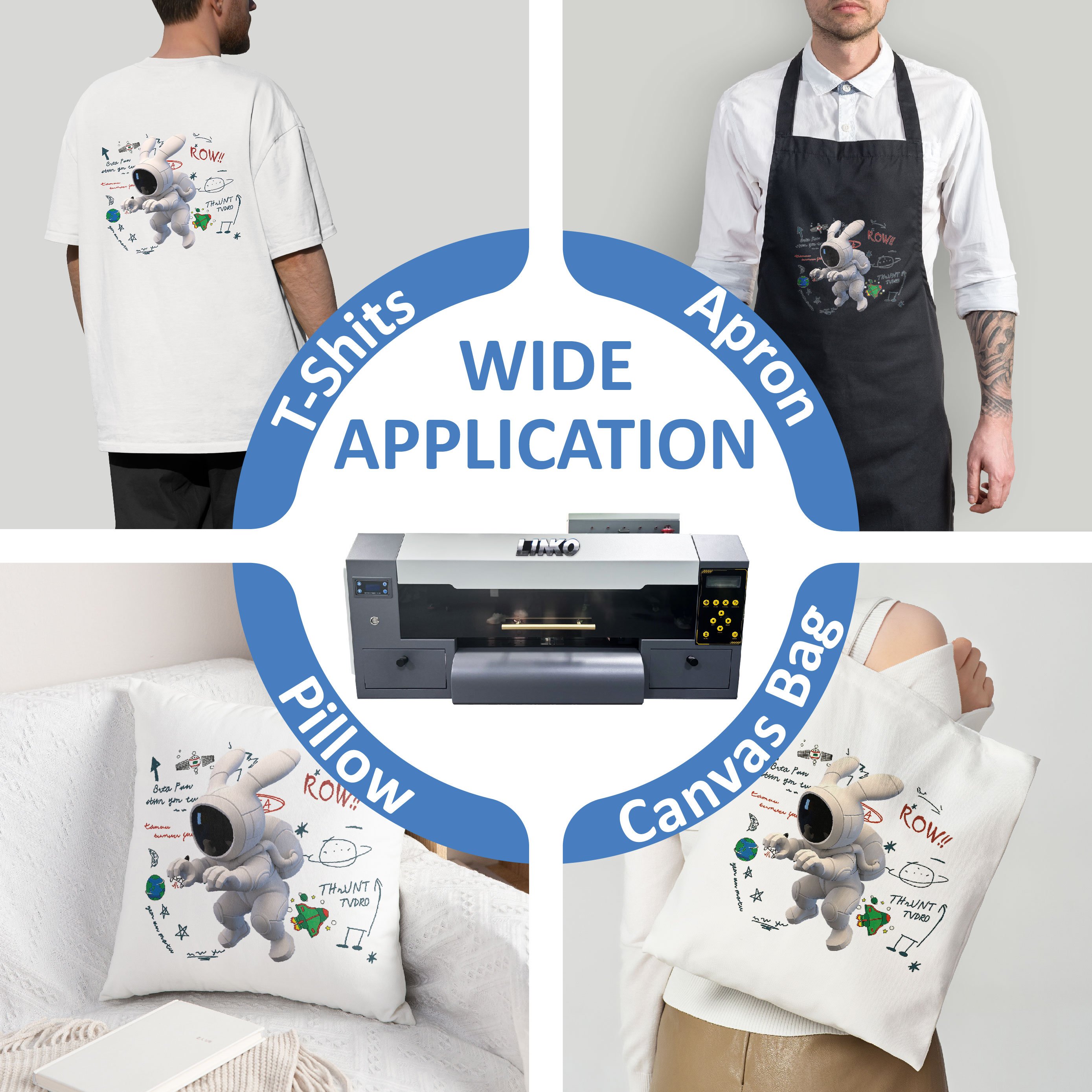LINKO 4 Head I3200 Digital DTF Printer 60cm A3 PET Film Offset T-shirt DTF Printing Machine Shake Powder DTF Printer