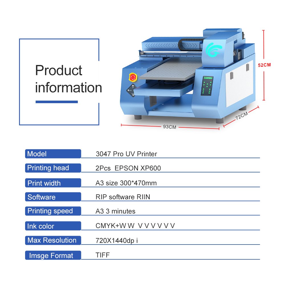 Automatic UV printer 330*600mm print Glossy effect print on phone case Wood with double XP600 head A3+ UV varnish printer