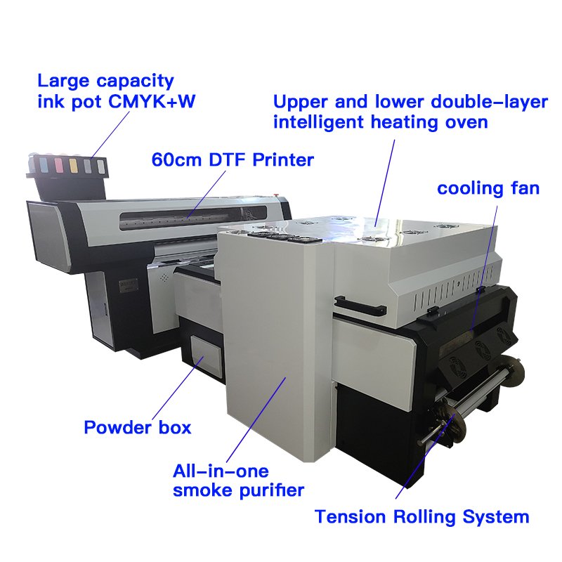 2023 best new dtf Heat Transfer T-shirt Printing 60CM Global Hot Sales Full Set L130 DTF printer with Powder shaker Machine