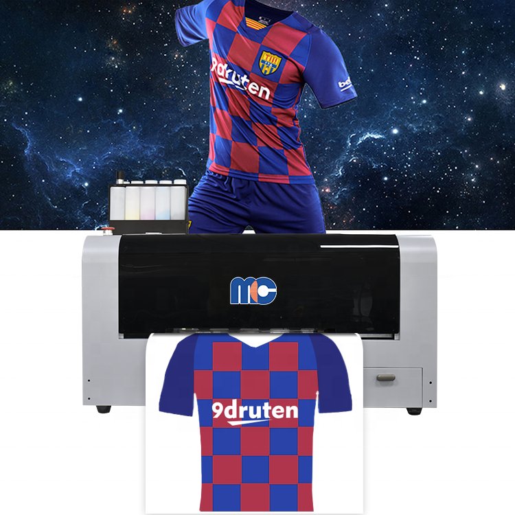 New technology A3 size factory supplier xp600/i3200 dtf 30mm film dtf printer & shaking powder in one for heat transfer t-shirt