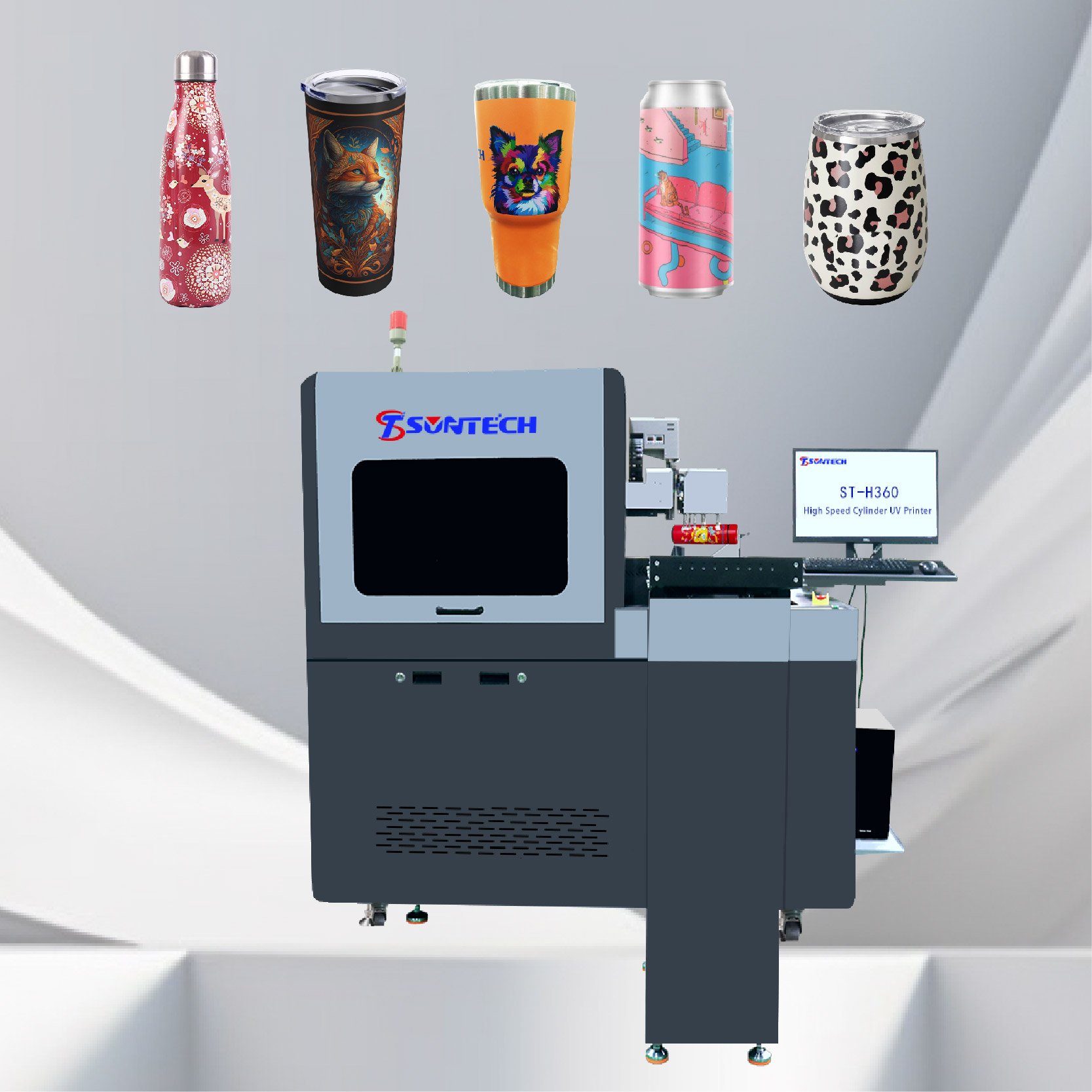 Full-color Cylindrical Uv Printer High Speed UV Bottle Printer Cylindrical Item Printing Inkjet Printers Provided 220v Automatic
