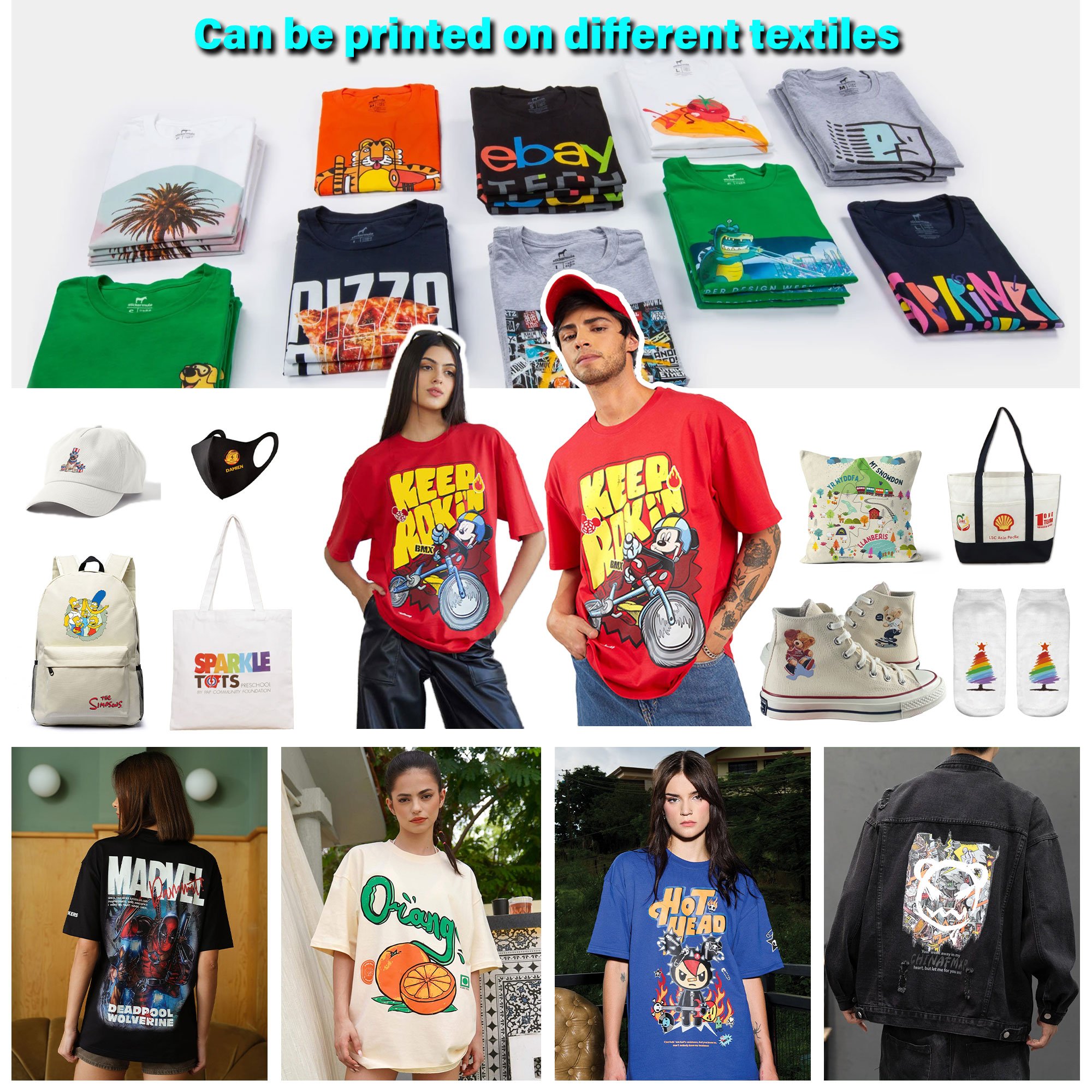 TIFFAN 60Cm A1 DTF Printer 4 or 5 Heads I3200 60 cm Imprimante DTF Heat Transfer PET Film Impresora DTF Printer
