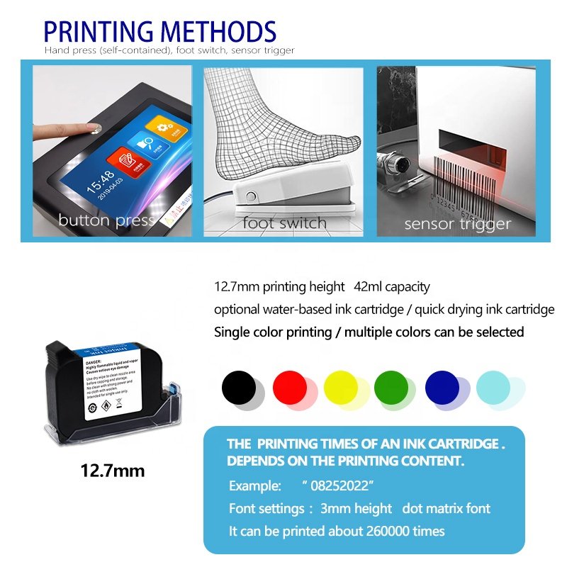 AOKDI Mini Handjet Portable plastic Glass Ceramic Aluminum Solvent Card Food Printer Cartridges Printing Machine Printer