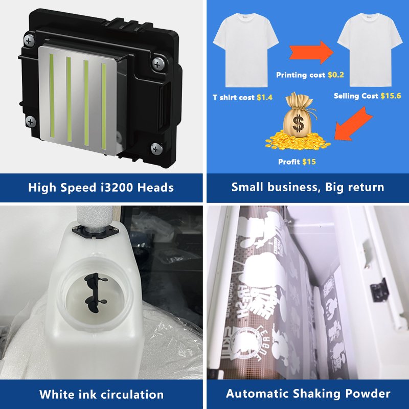 high speed dtf pro all-in-one printer 40cm clothes dtf inkjet printer pet film industrial dtf printer a3