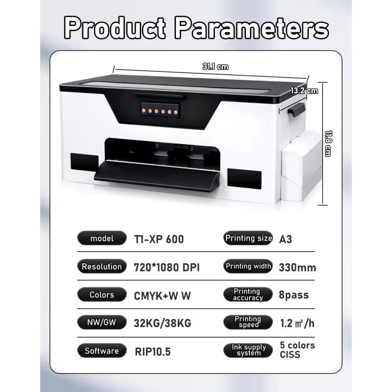 Hot Sale Pink Digital A3 DTF Printer XP600 Mylar 13 Inch Dtf Printer with Pink Oven for Any Textiles