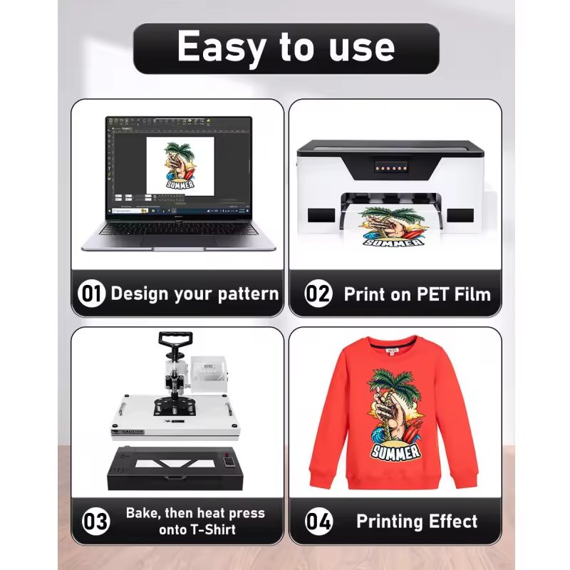 Hot Sale Pink Digital A3 DTF Printer XP600 Mylar 13 Inch Dtf Printer with Pink Oven for Any Textiles