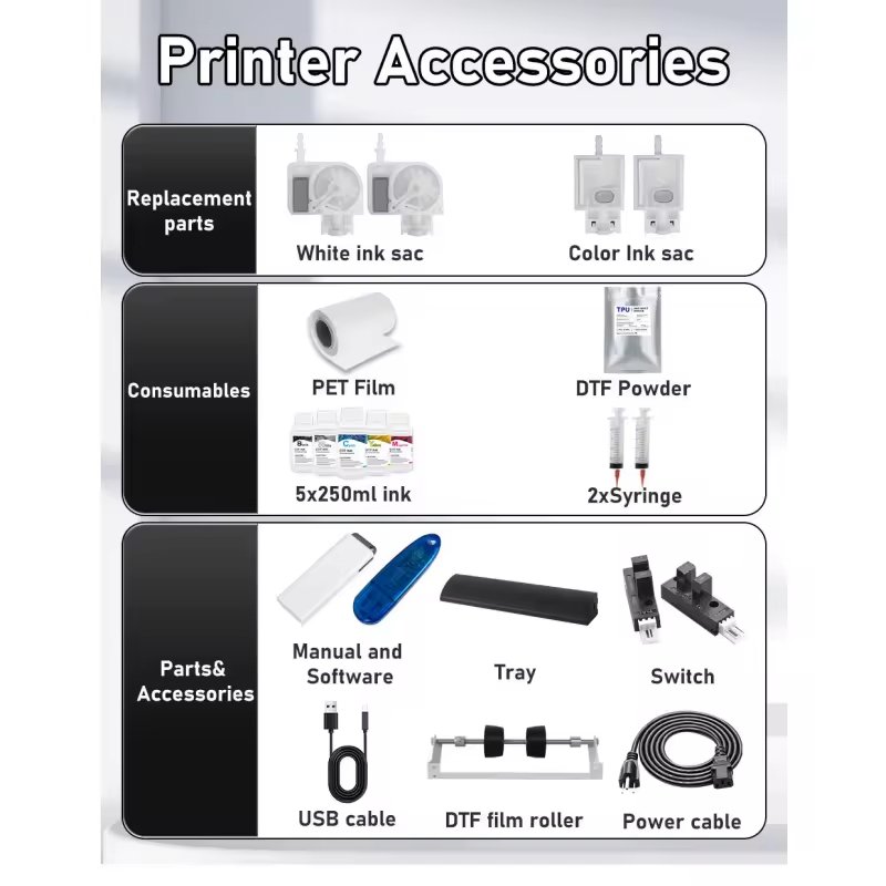 Hot Sale Pink Digital A3 DTF Printer XP600 Mylar 13 Inch Dtf Printer with Pink Oven for Any Textiles