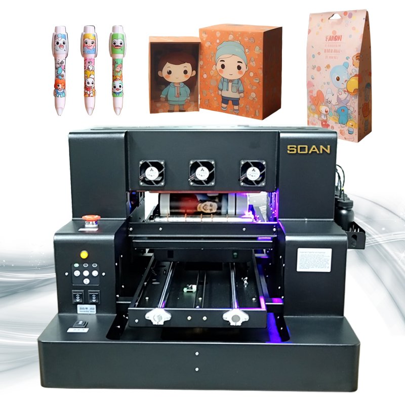 Soan A3 UV DTF printer machine flatbed UV dtf Printer for phone case pen mug bottle glass wood metal acrylic