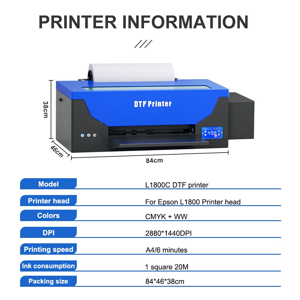 Dtf pet film T shirt hat inkjet printer NEW A3 Dtf Printer Printing Machine L800 Printer Dtf