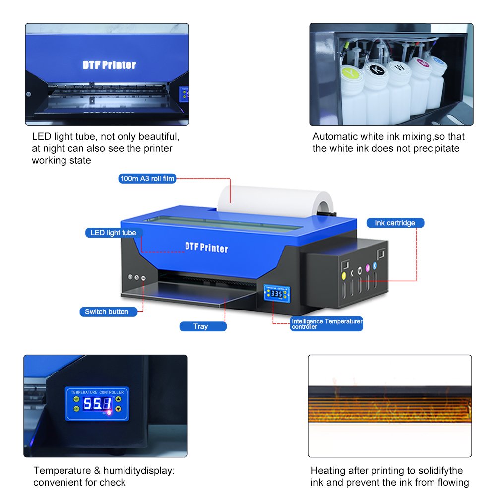 Dtf pet film T shirt hat inkjet printer NEW A3 Dtf Printer Printing Machine L800 Printer Dtf