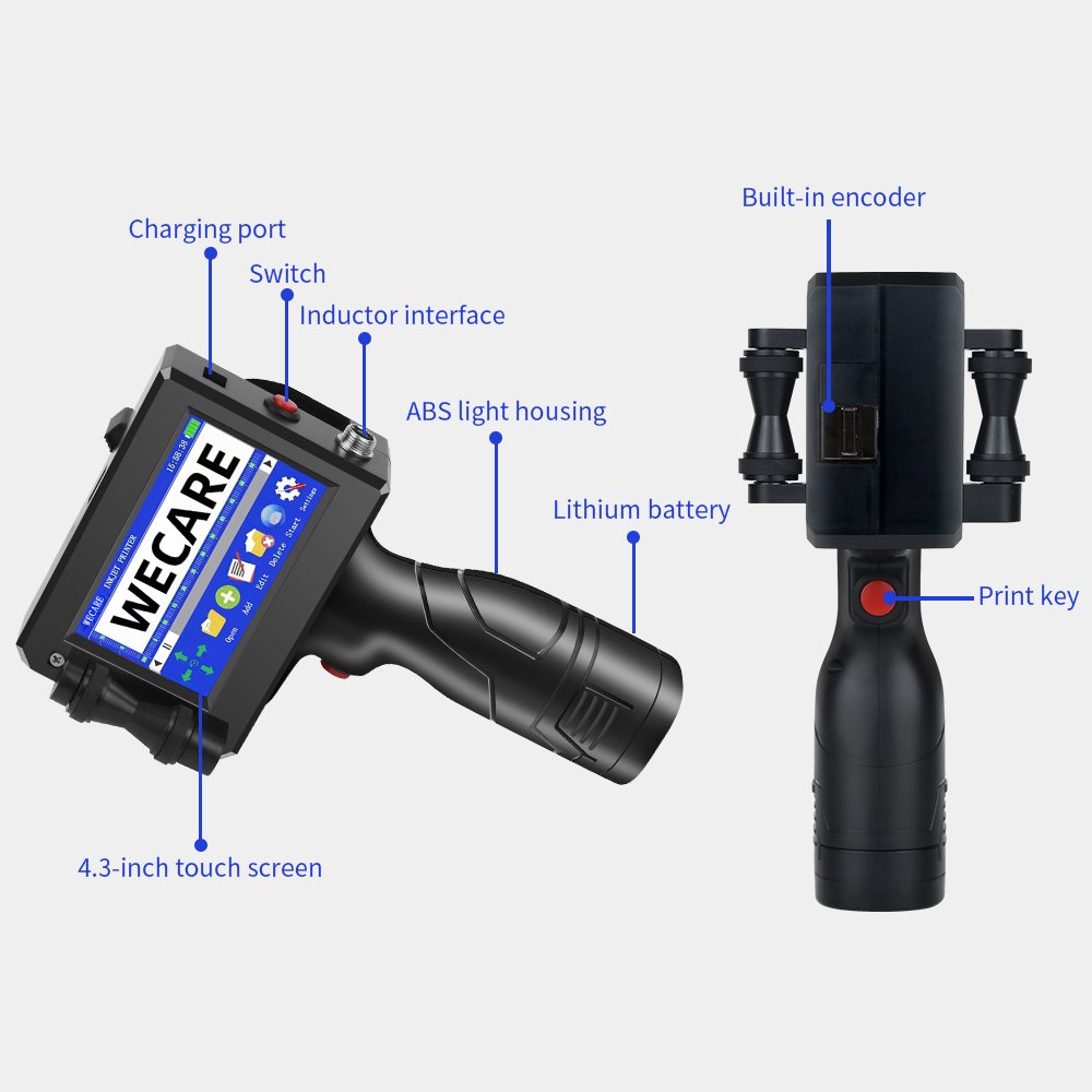 WECARE High Quality Handheld Inkjet Eco Solvent Printers Using Fast Dry Ink Cartridge for Bar code Printing