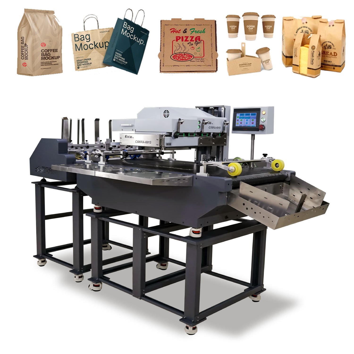 Focus Inc Corrugated cardboard carton pizza box envelope paper bag digital inkjet packaging labels printer printing machine