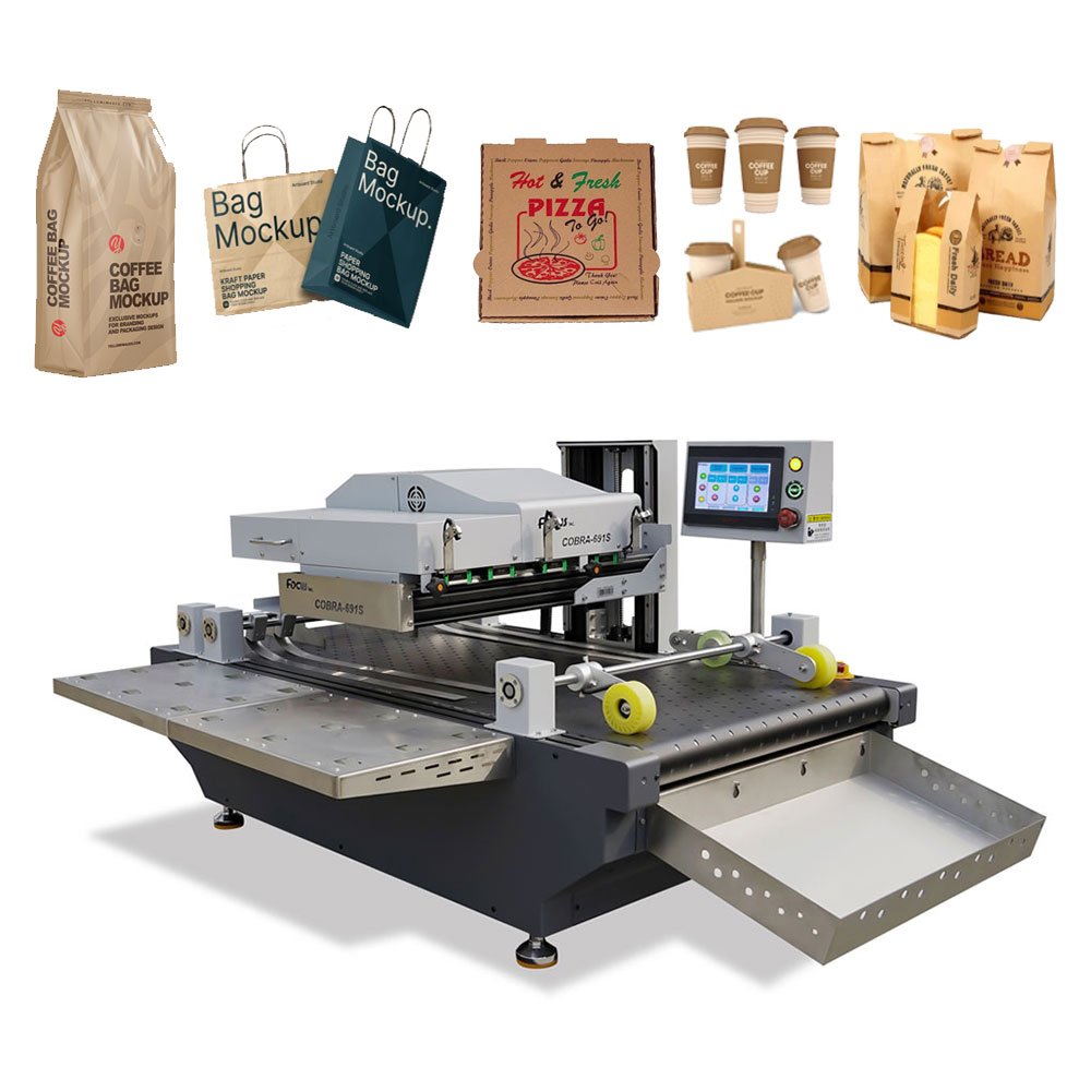 Focus Inc Corrugated cardboard carton pizza box envelope paper bag digital inkjet packaging labels printer printing machine