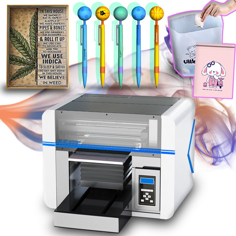 A3UV flatbed printer with Hansen motherboard vacuum adsorption platform cup PVC card inkjet printer white color varnish printing